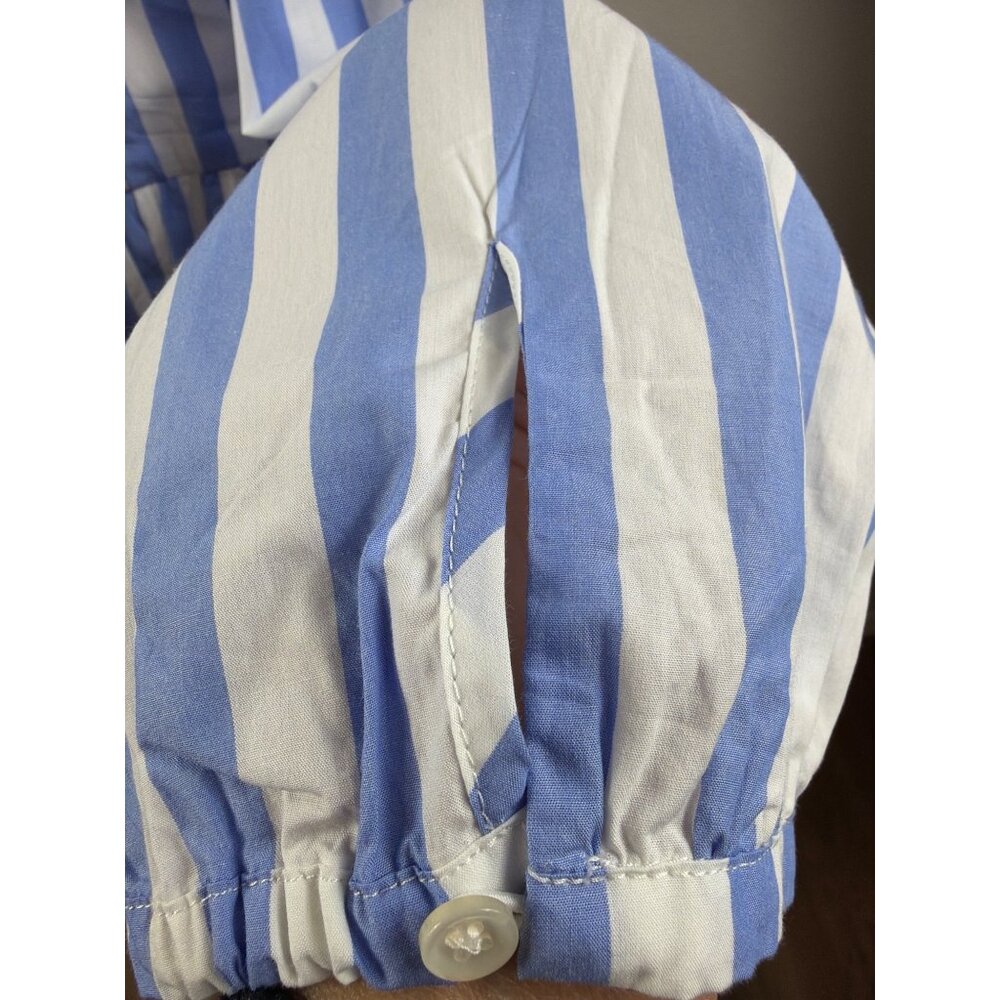 J.Crew Striped Tiered Cotton Dress XL Blue & White - Picture 11 of 16